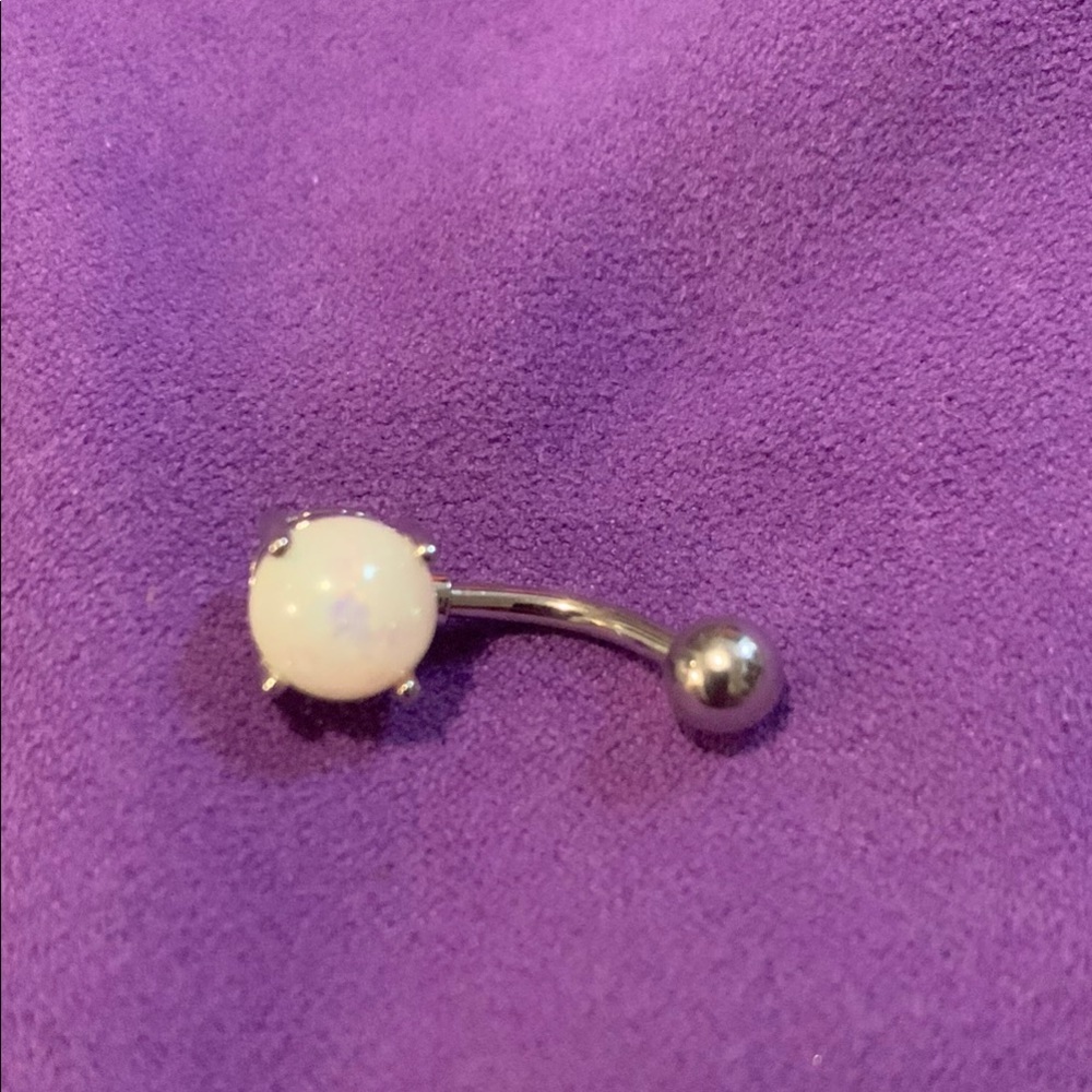 Elegant Silver and White Belly Button Ring